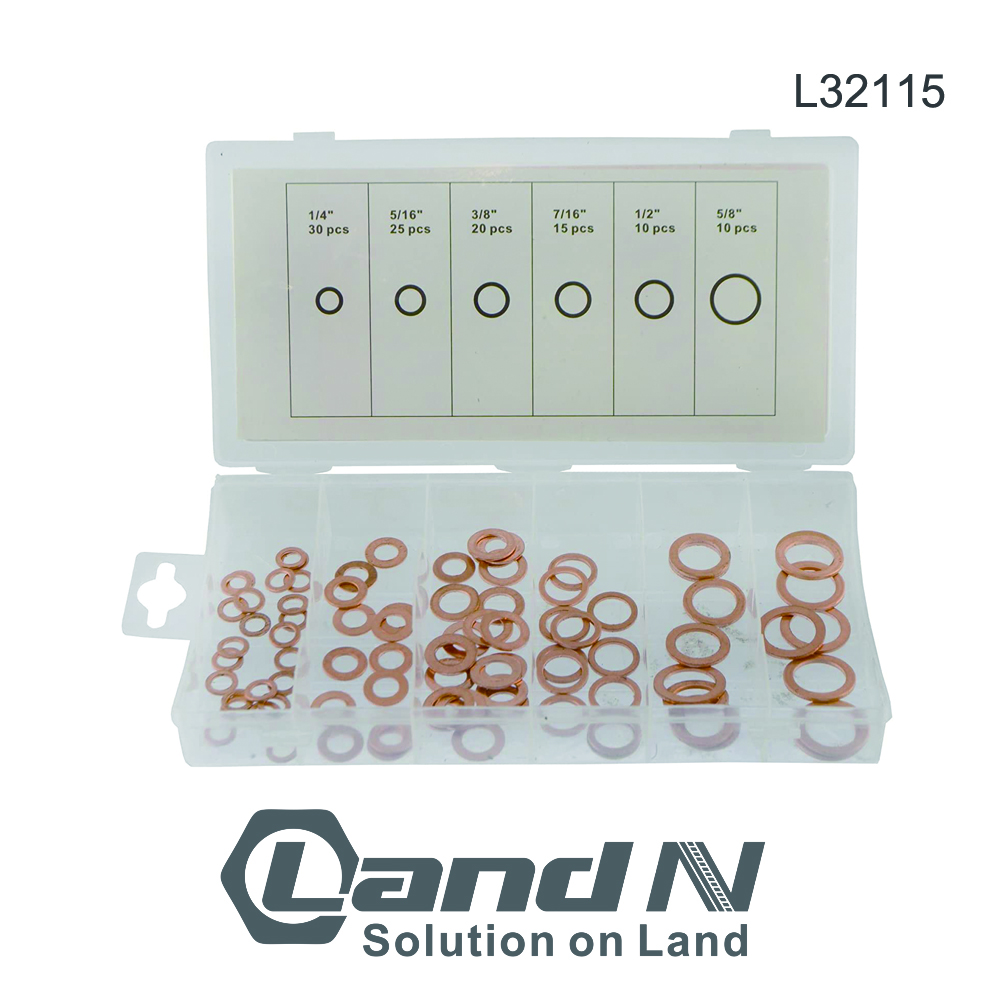 110PC Solid Copper Washer Kit Assortment 1/4