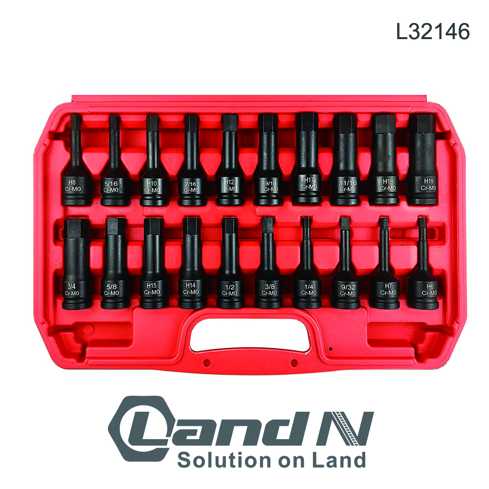 20PC 1/2Inch Drive Master Impact Hex Bit Set L32146