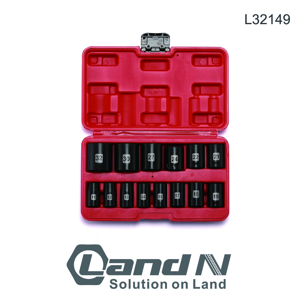 14 Pieces 1/2-Inch Drive Shallow Impact Socket Set with 6 Point Metric L32149